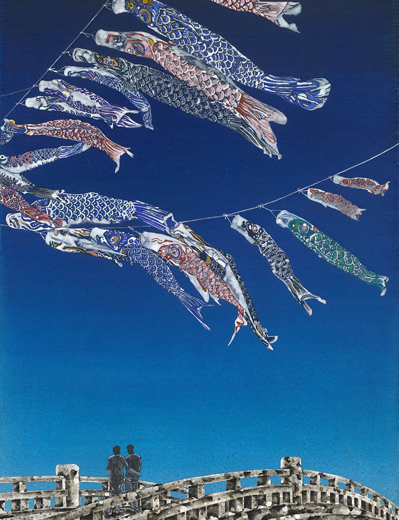 首都藝術中心_Jen-Kun YEH葉仁焜_While Wind Blowing風吹的時候_Ink, eastern gouache, silver foil, canvas, silk fabric水墨、膠彩、銀箔、畫布、絹_125 x 70 cm_2023 - Capital Art Center